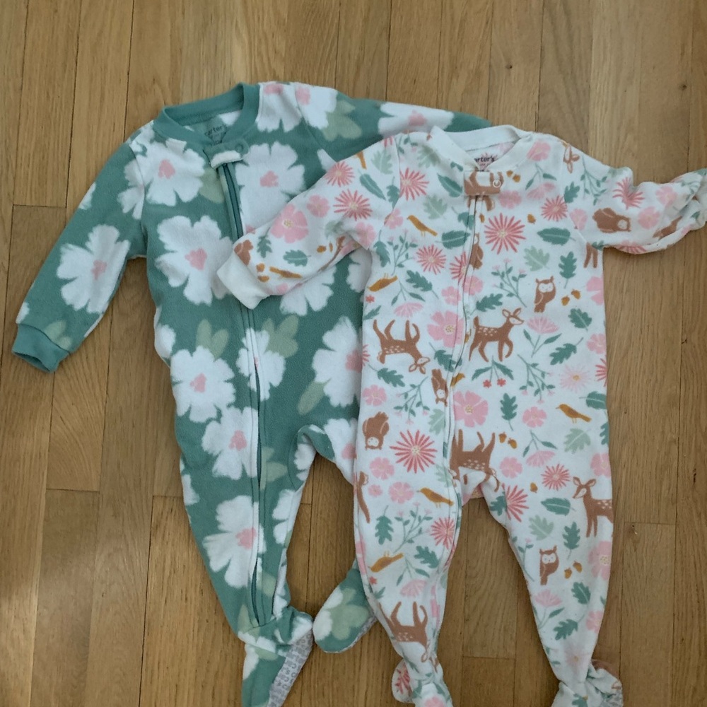 Carter's Set of 3 Fleece Baby Footie Pajamas, 12M